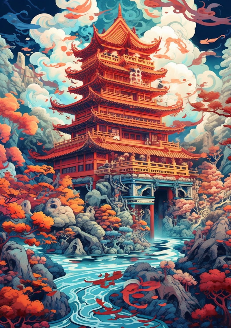 太和殿春日中国风背景,插画/手绘图,插画/手绘图库,插画/手绘图下载,插画/手绘